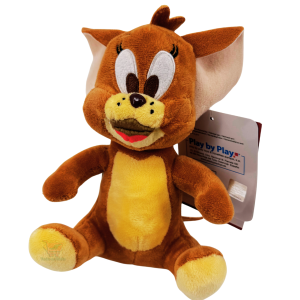 Braunes Tom & Jerry Plüschtier „Jerry“ sitzend mit großen Ohren, hellem Bauch und Lächeln, ca. 20 cm